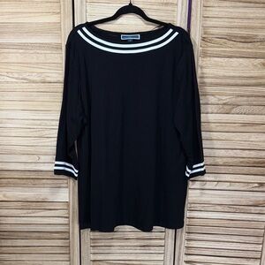 Karen Scott Black and White Striped Blouse